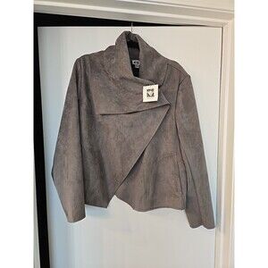 New With Tag Anne Klein Jacket Faux Suede/ Gray Faux Suede Jacket Sz XL